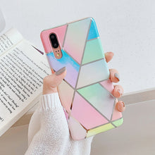 Load image into Gallery viewer, Plating Geometric Marble Phone Case