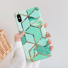 Load image into Gallery viewer, Plating Geometric Marble Phone Case