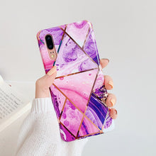 Load image into Gallery viewer, Plating Geometric Marble Phone Case