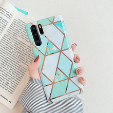 Load image into Gallery viewer, Plating Geometric Marble Phone Case