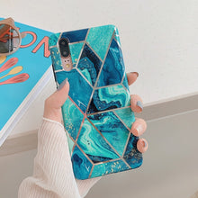 Load image into Gallery viewer, Plating Geometric Marble Phone Case
