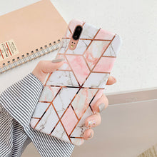 Load image into Gallery viewer, Plating Geometric Marble Phone Case