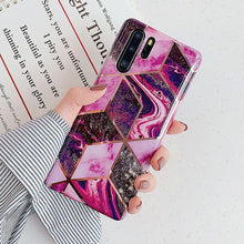 Load image into Gallery viewer, Plating Geometric Marble Phone Case