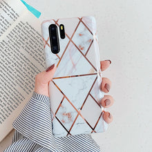 Load image into Gallery viewer, Plating Geometric Marble Phone Case