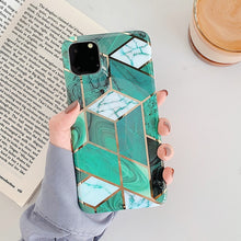 Load image into Gallery viewer, Plating Geometric Marble Phone Case