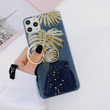 Load image into Gallery viewer, Gold Powder Geometric Marble Ring Holder Phone Case