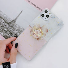 Load image into Gallery viewer, Gold Powder Geometric Marble Ring Holder Phone Case