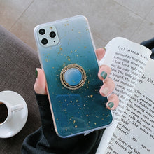 Load image into Gallery viewer, Gold Powder Geometric Marble Ring Holder Phone Case