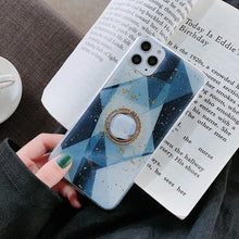 Load image into Gallery viewer, Gold Powder Geometric Marble Ring Holder Phone Case