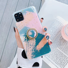 Load image into Gallery viewer, Gold Powder Geometric Marble Ring Holder Phone Case