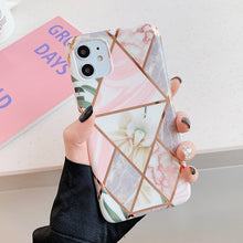 Load image into Gallery viewer, Plating Geometric Marble Phone Case