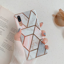 Load image into Gallery viewer, Plating Geometric Marble Phone Case
