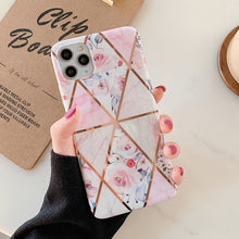 Load image into Gallery viewer, Plating Geometric Marble Phone Case