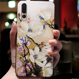 3D Flower Silicone Emboss Phone Cover