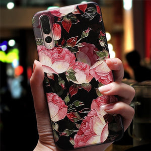 3D Flower Silicone Emboss Phone Cover