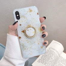 Load image into Gallery viewer, Gold Powder Geometric Marble Ring Holder Phone Case
