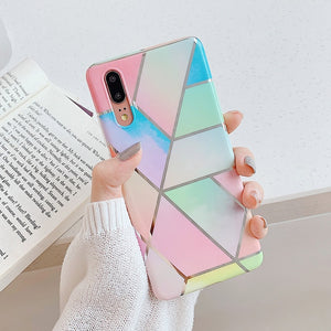 Plating Geometric Marble Phone Case