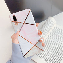 Load image into Gallery viewer, Plating Geometric Marble Phone Case
