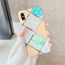 Load image into Gallery viewer, Plating Geometric Marble Phone Case
