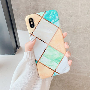 Plating Geometric Marble Phone Case