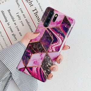 Plating Geometric Marble Phone Case