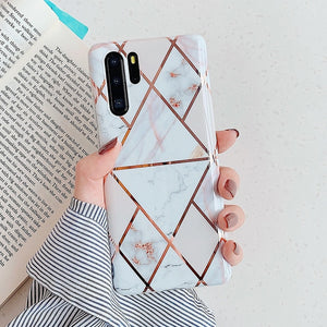 Plating Geometric Marble Phone Case