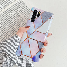 Load image into Gallery viewer, Plating Geometric Marble Phone Case
