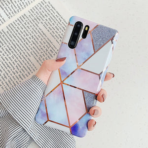 Plating Geometric Marble Phone Case