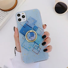 Load image into Gallery viewer, Gold Powder Geometric Marble Ring Holder Phone Case
