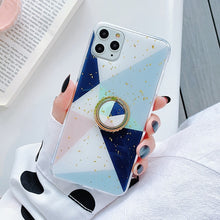 Load image into Gallery viewer, Gold Powder Geometric Marble Ring Holder Phone Case
