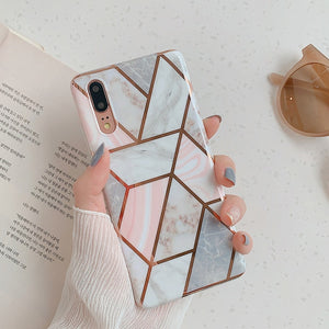 Plating Geometric Marble Phone Case